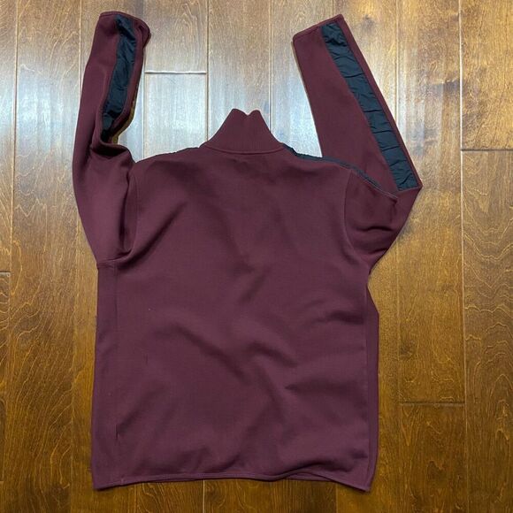 Hugo Boss Regular Fit 1/4 Zip Casual Burgundy Black Collar Sweatshirt Men's XL - Picture 7 of 11